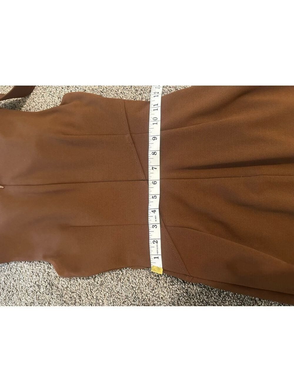 Calvin Klein Brown Bow Shoulder Midi Dress Size 2 - Picture 12 of 13